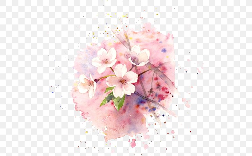 Paper Watercolor Painting Drawing Art, PNG, 510x510px, Paper, Acrylic Paint, Art, Blossom, Cherry Blossom Download Free
