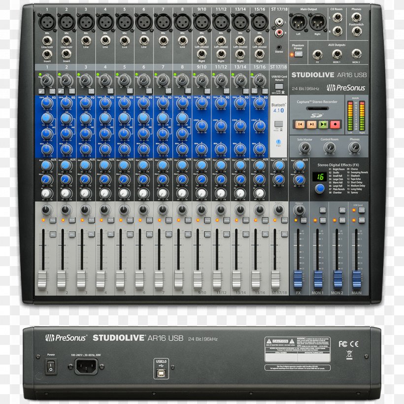 Microphone PreSonus StudioLive AR16 Audio Mixers PreSonus StudioLive AR8 USB, PNG, 1035x1035px, Microphone, Analog Signal, Audio, Audio Equipment, Audio Mixers Download Free