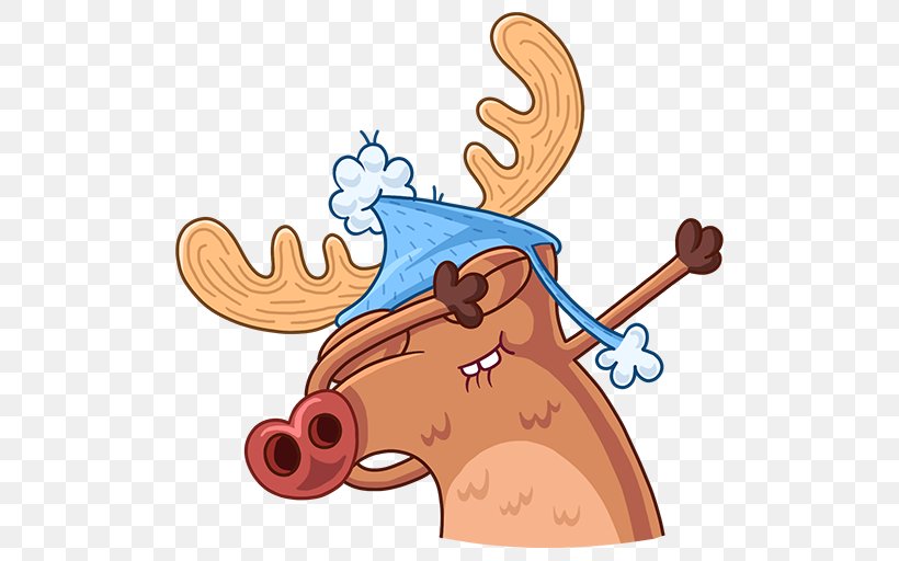 Reindeer Moose Sticker Clip Art, PNG, 512x512px, Watercolor, Cartoon, Flower, Frame, Heart Download Free