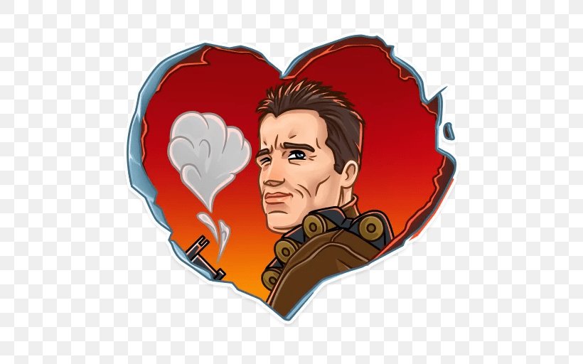 The Terminator Arnold Schwarzenegger Sticker YouTube Telegram, PNG, 512x512px, Watercolor, Cartoon, Flower, Frame, Heart Download Free
