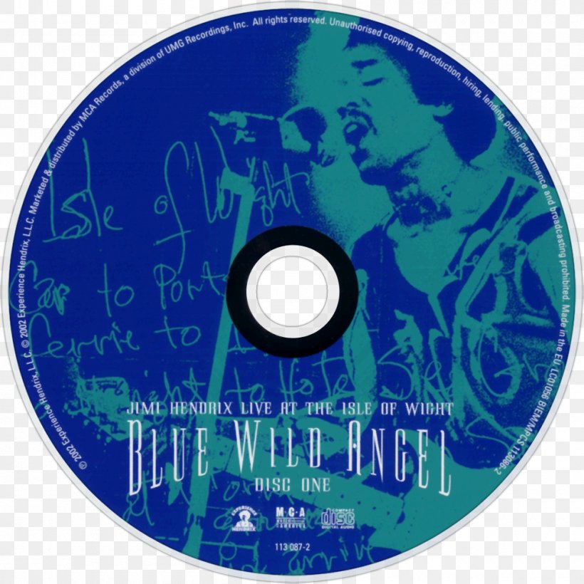 Compact Disc Blue Wild Angel: Live At The Isle Of Wight Jimi Hendrix Live! Crash Landing, PNG, 1000x1000px, Watercolor, Cartoon, Flower, Frame, Heart Download Free