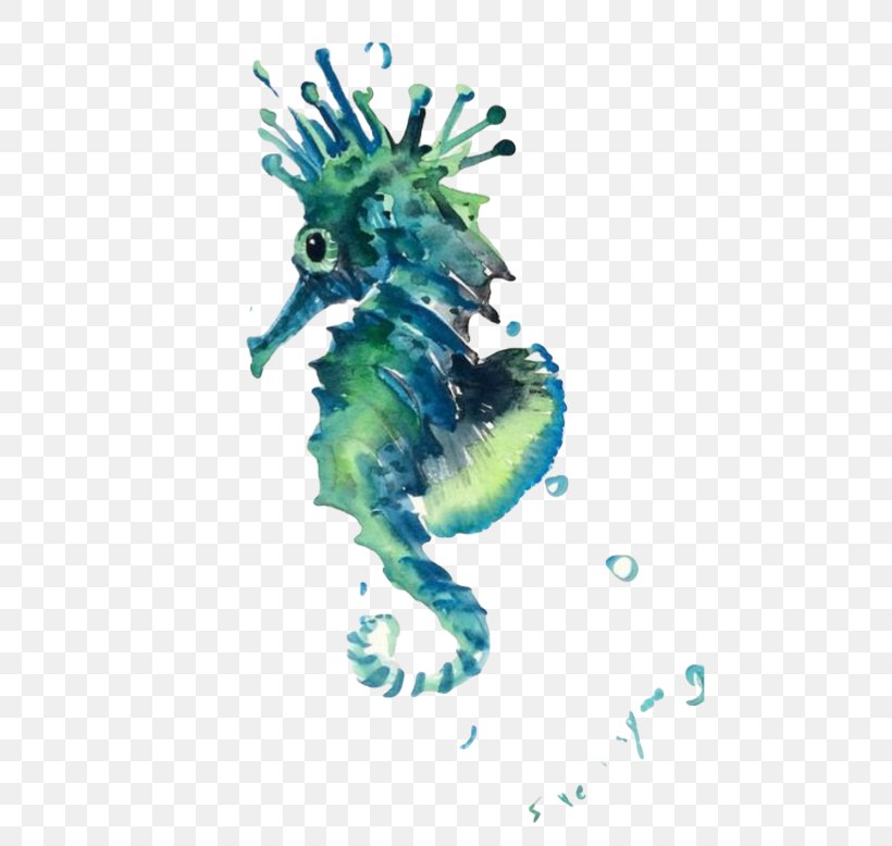 Seahorse Sea Creatures Watercolor Painting, PNG, 480x778px, Seahorse, Animal, Aqua, Aquatic Animal, Art Download Free