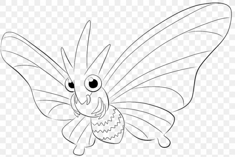 Pokémon Red And Blue Venomoth Venonat Line Art, PNG, 900x602px, Venomoth, Artwork, Black, Black And White, Brush Footed Butterfly Download Free