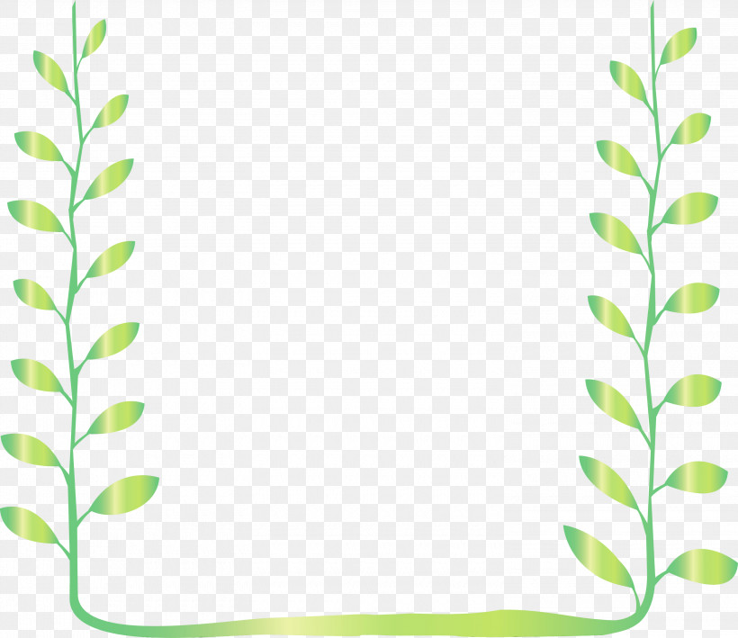 Green Leaf Vascular Plant Plant Rectangle, PNG, 3000x2597px, Frame, Green, Leaf, Paint, Plant Download Free