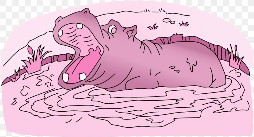 Hippopotamus Cat Pig Cartoon, PNG, 1001x541px, Watercolor, Cartoon, Flower, Frame, Heart Download Free
