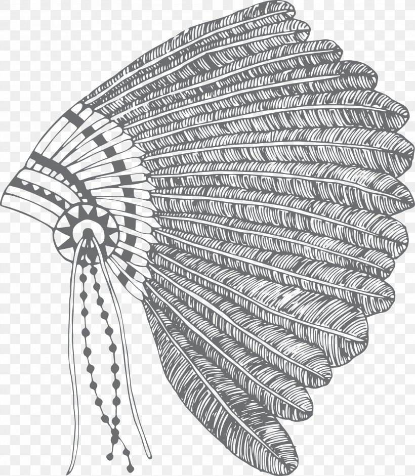 Indigenous Peoples Of The Americas War Bonnet Illustration, PNG, 2594x2979px, Indigenous Peoples Of The Americas, Black And White, Decorative Fan, Drawing, Feather Download Free
