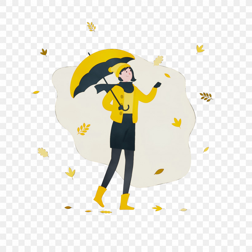 Cartoon Character Yellow Meter Happiness, PNG, 2000x2000px, Autumn, Behavior, Cartoon, Character, Happiness Download Free