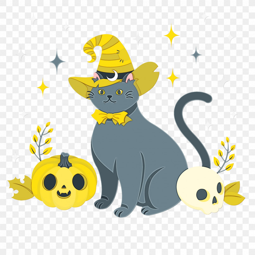 Cat Whiskers Cartoon Dog Yellow, PNG, 2000x2000px, Halloween, Biology, Cartoon, Cat, Cats M Download Free