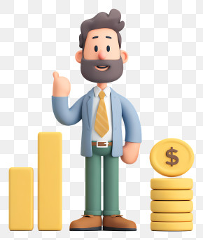 Businessman Incurring Huge Profit - Businessman With Graph And Coins PNG