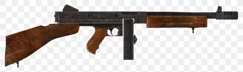 Fallout: New Vegas Thompson Submachine Gun .45 ACP Firearm, PNG, 2850x850px, Watercolor, Cartoon, Flower, Frame, Heart Download Free