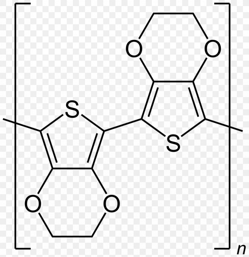 Poly(3,4-ethylenedioxythiophene) PEDOT:PSS Conductive Polymer Poly(p-phenylene), PNG, 970x1002px, Pedotpss, Antistatic Agent, Area, Black, Black And White Download Free