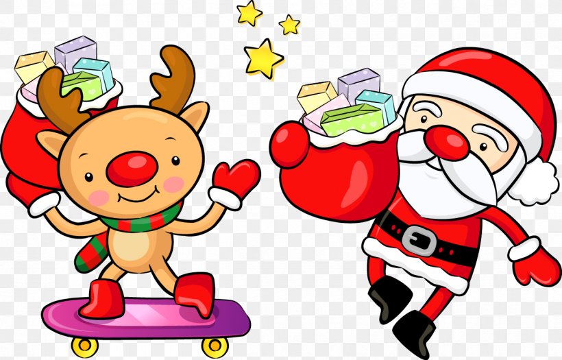 Santa Claus Reindeer Christmas Ornament Clip Art, PNG, 1250x801px, Santa Claus, Art, Artwork, Christmas, Christmas Decoration Download Free