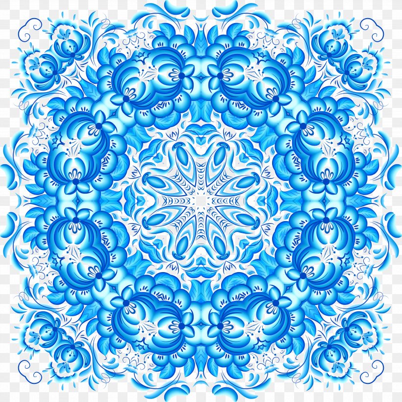 Blue Pattern, PNG, 3543x3543px, Gzhel, Area, Black And White, Blue, Flower Download Free