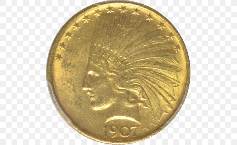 Gold Coin Indian Head Gold Pieces American Gold Eagle, PNG, 500x500px, Coin, American Gold Eagle, Brass, Coin Grading, Copper Download Free