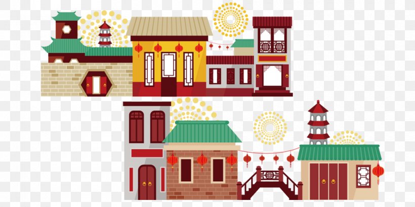 China Building Architecture Illustration, PNG, 1000x500px, China, Architecture, Building, Cartoon, Chinese Architecture Download Free