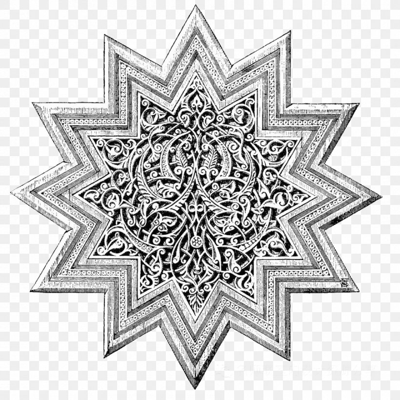 Black And White Islam Pattern, PNG, 900x900px, Black And White, Arabesque, Hexagram, Islam, Monochrome Download Free