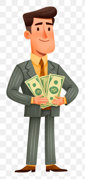 Businessman Holding Money PNG