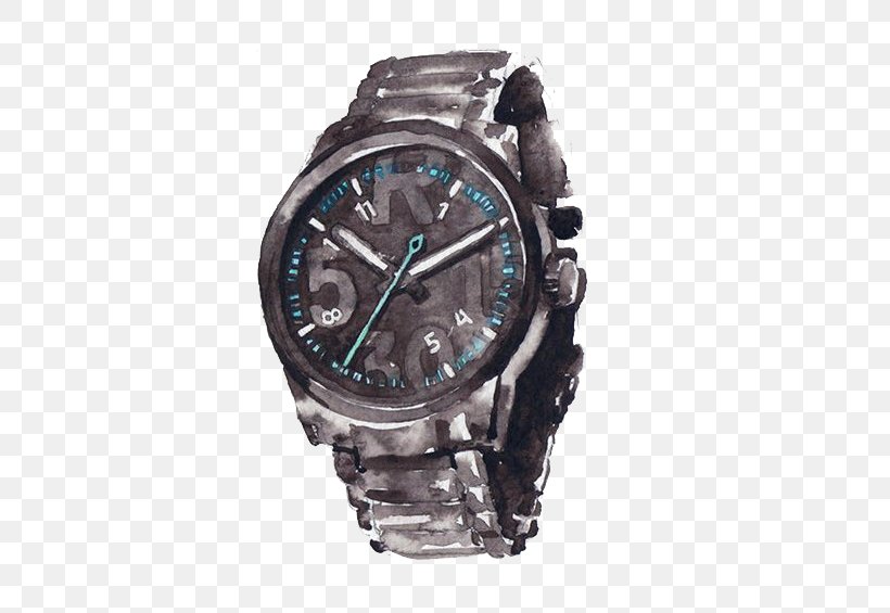 Watch Watercolor Painting Strap Illustration, PNG, 539x565px, Watch, Brand, Clock, Designer, Drawing Download Free