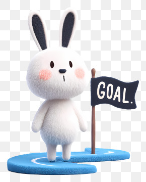 Aim To Goal - Cartoon Rabbit Reaching Goal PNG