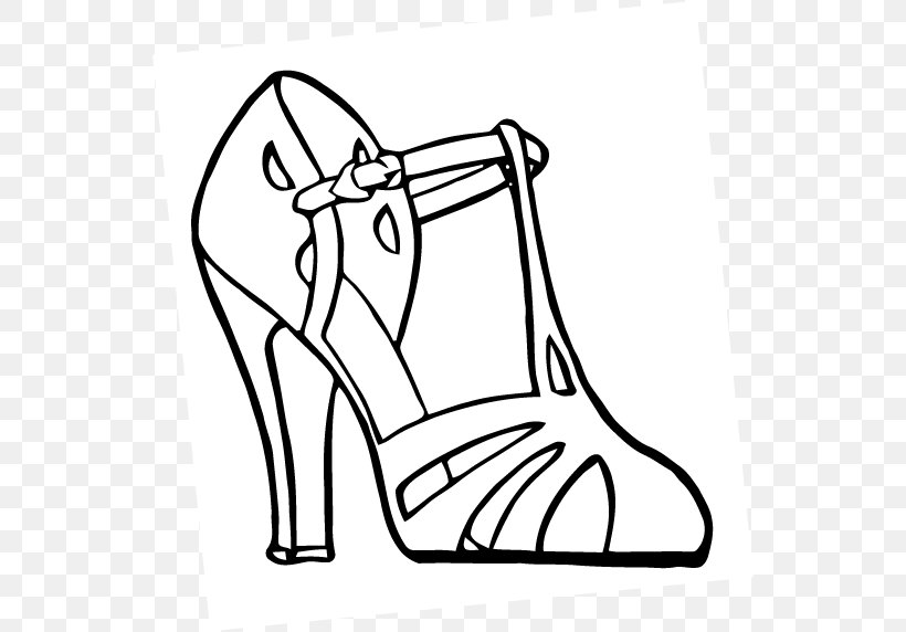 High-heeled Shoe Sandal T-shirt Clip Art, PNG, 544x572px, Highheeled Shoe, Area, Black, Black And White, Coloring Book Download Free