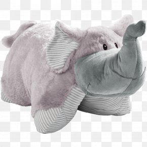 Pillow Pets - Nutty Elephant Grey Blue Trunk Pillow Pets Pee Wees Pillow Pets Elephant Stuffed Animal Elephant Stuffed Animals & Cuddly Toys Pillow Pets 46cm Nutty Elephant (Grey/Blue) PNG