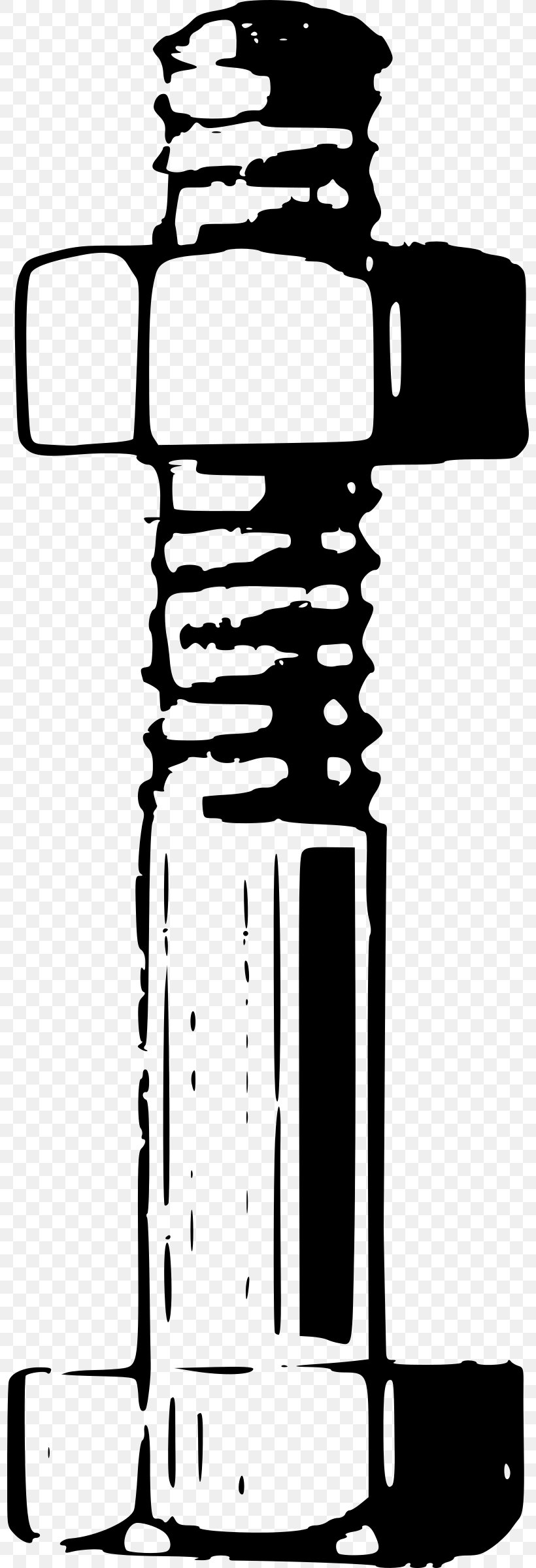Bolt Nut Screw Clip Art, PNG, 798x2400px, Bolt, Auto Part, Black And White, Carriage Bolt, Drawing Download Free