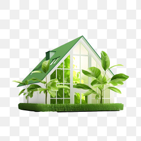 Eco House - Modern Greenhouse With Lush Plants PNG