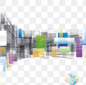 Science Fiction Elements Design Vector Background - Modern Architecture Mural PNG