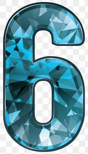 Blue Crystal Number Six Clipart Image - Number Numerical Digit Clip Art PNG