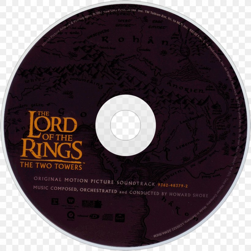 Compact Disc The Lord Of The Rings: The Two Towers The Lord Of The Rings: The Fellowship Of The Ring Soundtrack, PNG, 1000x1000px, Watercolor, Cartoon, Flower, Frame, Heart Download Free