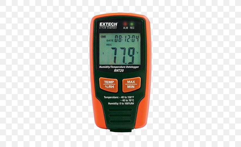 Temperature Data Logger Extech Instruments Humidity, PNG, 500x500px, Data Logger, Anemometer, Calibration, Chart Recorder, Cyclocomputer Download Free