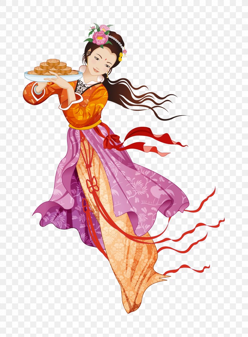 Chang'e Mid-Autumn Festival Clip Art, PNG, 2242x3039px, Mooncake, Art, Chang E, Clothing, Costume Download Free