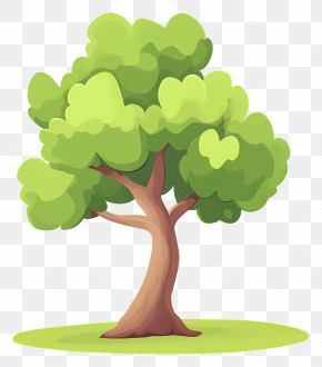 Dense Tree - Cartoon Tree With Lush Green Leaves PNG