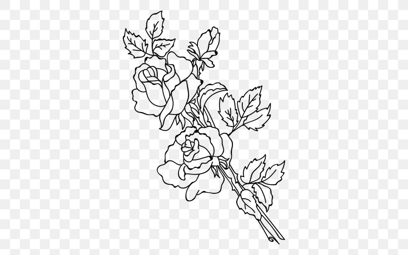 Plant Stem Floral Design Rose Drawing Flower, PNG, 512x512px, Plant Stem, Area, Art, Black And White, Branch Download Free