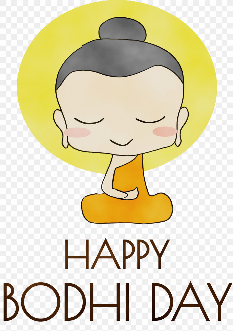 Cartoon Logo Character Poster Yellow, PNG, 2116x3000px, Bodhi Day, Behavior, Bodhi, Cartoon, Character Download Free
