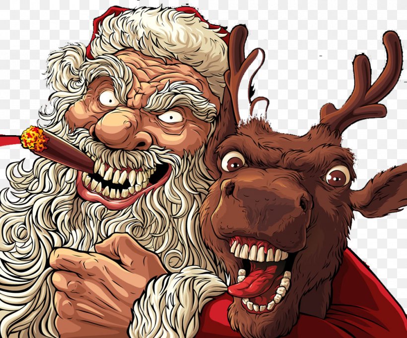 Santa Claus Christmas Reindeer Illustration, PNG, 1000x830px, Watercolor, Cartoon, Flower, Frame, Heart Download Free