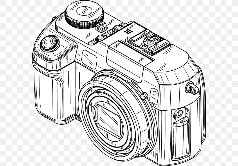 Digital Cameras Black And White Clip Art, PNG, 600x573px, Camera, Artwork, Auto Part, Automotive Design, Black And White Download Free