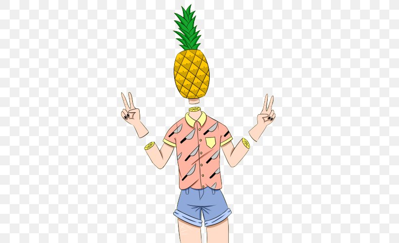 Pineapple Human Behavior Finger Clip Art, PNG, 500x500px, Pineapple, Ananas, Behavior, Bromeliaceae, Cartoon Download Free