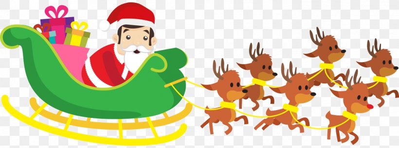 Reindeer Santa Claus Christmas Clip Art, PNG, 1373x512px, Reindeer, Art, Cartoon, Christmas, Computer Download Free