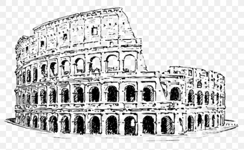 Colosseum Drawing Image Ancient Rome, PNG, 850x523px, Colosseum, Ancient Rome, Architecture, Black And White, Coloring Book Download Free
