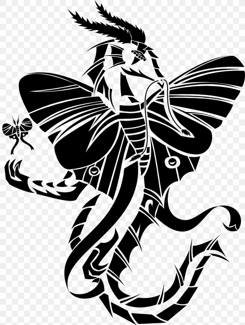 Butterfly Luna Moth Tattoo Art, PNG, 1126x1495px, Butterfly, Art, Black And White, Dragon, Fictional Character Download Free