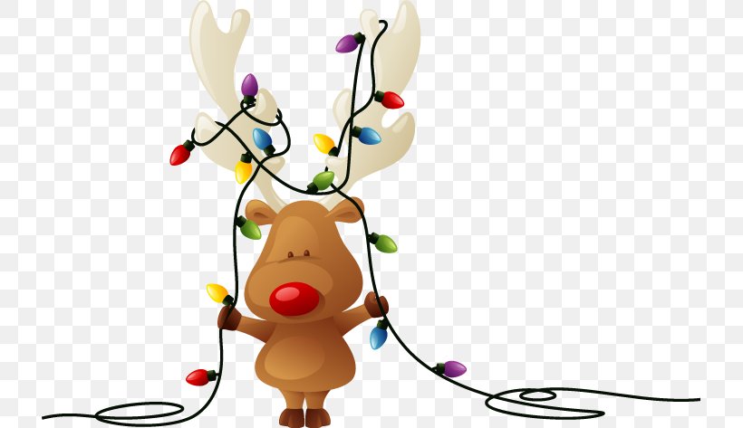Rudolph Reindeer Santa Claus Christmas Card, PNG, 727x473px, Rudolph, Christmas, Christmas Card, Christmas Decoration, Christmas Lights Download Free