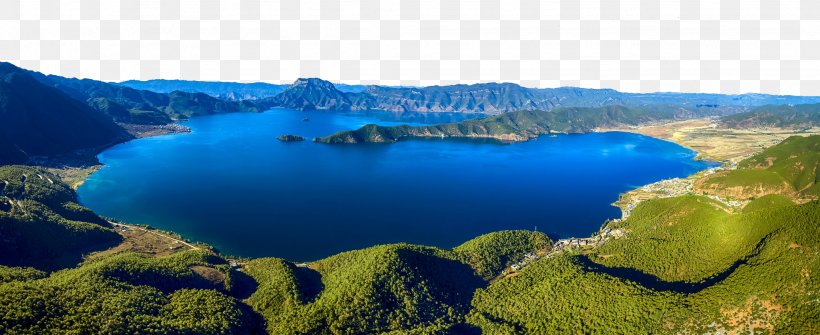 Lugu Lake Ninglang Yi Autonomous County Crater Lake Luguhuzhen Panorama, PNG, 2048x839px, Lugu Lake, Crater Lake, Hill Station, Inlet, Lake Download Free