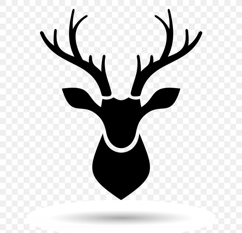 Reindeer White-tailed Deer Red Deer Elk, PNG, 640x790px, Deer, Antler, Artwork, Black And White, Elk Download Free