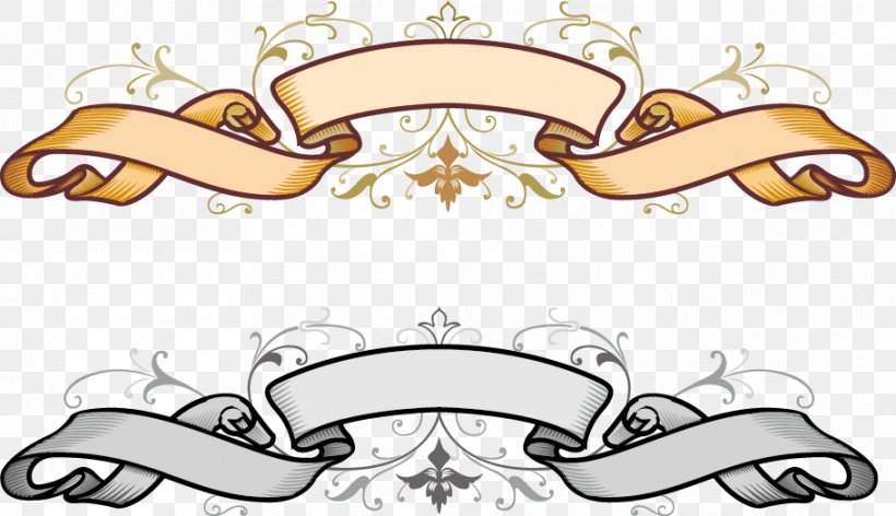 Beautifully Decorated Retro Ribbon, PNG, 911x525px, Banner, Area, Clip Art, Fashion Accessory, Pattern Download Free
