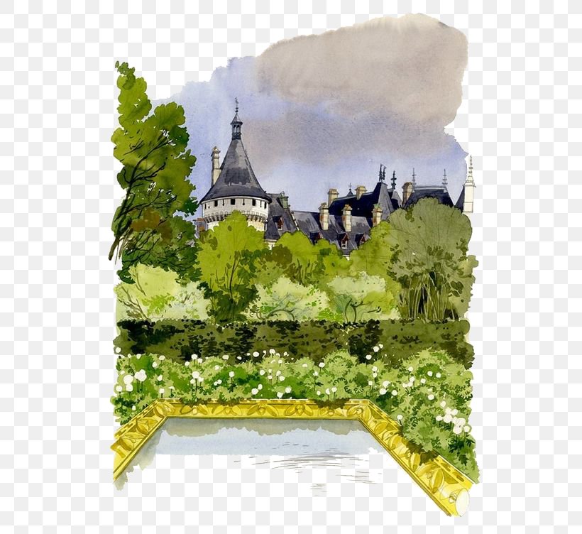 International Gardens Festival Of Chaumont-sur-Loire Watercolor Painting Drawing Painter, PNG, 564x752px, Watercolor Painting, Architecture, Castle, Drawing, Estate Download Free