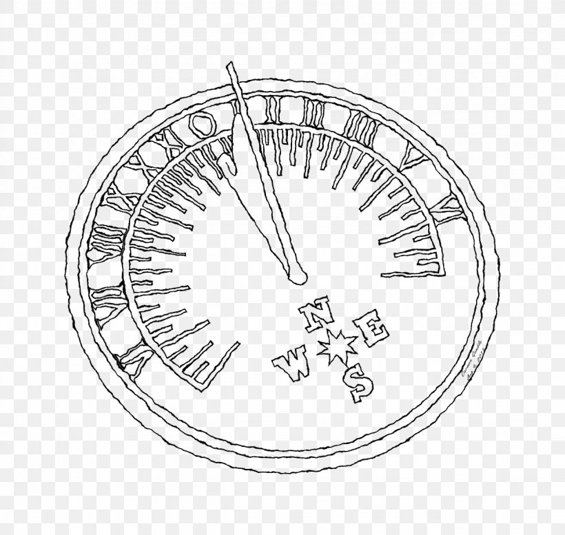 Make A Sundial Line Art Drawing Template, PNG, 1228x1165px, Line Art, Area, Art, Black And White, Compass Download Free