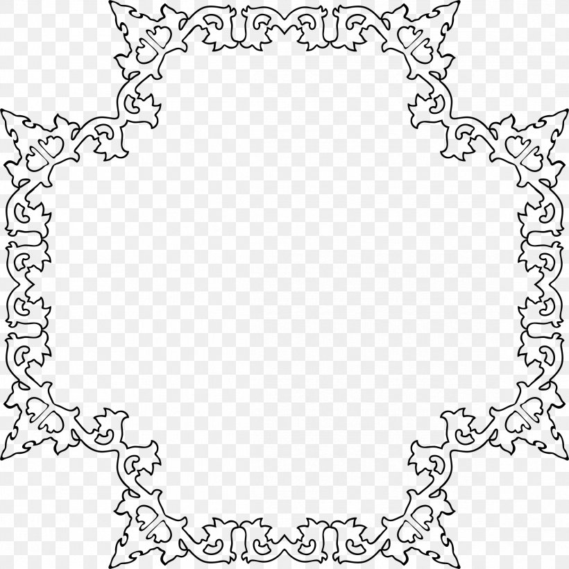 Black And White Clip Art, PNG, 2332x2332px, Black And White, Area, Black, Border, Flora Download Free