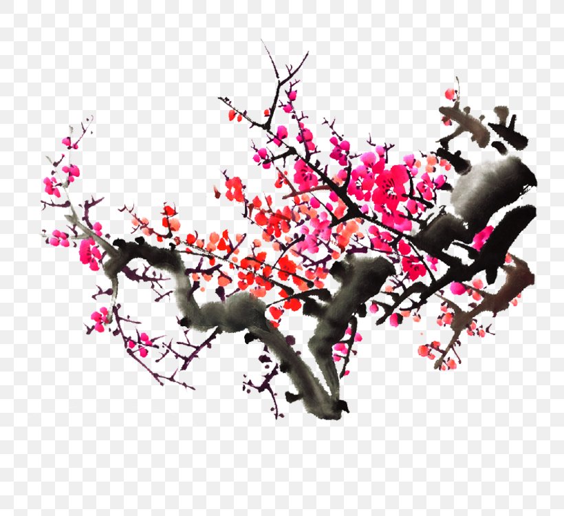 Download Plum Blossom Ink Wash Painting, PNG, 750x750px, Plum Blossom, Blossom, Branch, Cherry Blossom, Chinese Painting Download Free