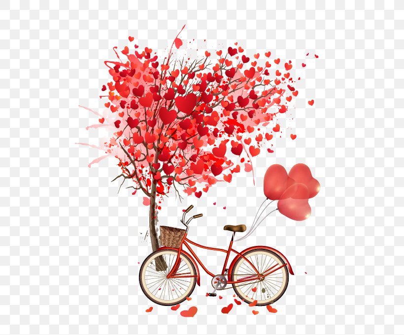 Heart Valentine's Day Illustration, PNG, 606x681px, Valentine S Day, Branch, Floral Design, Flower, Flowering Plant Download Free